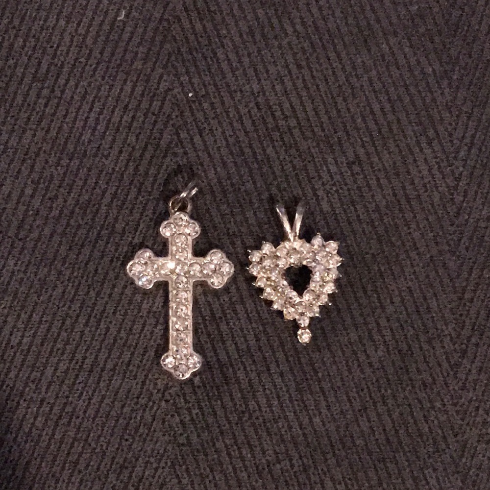 Heart/ cross pendant with CZ stones